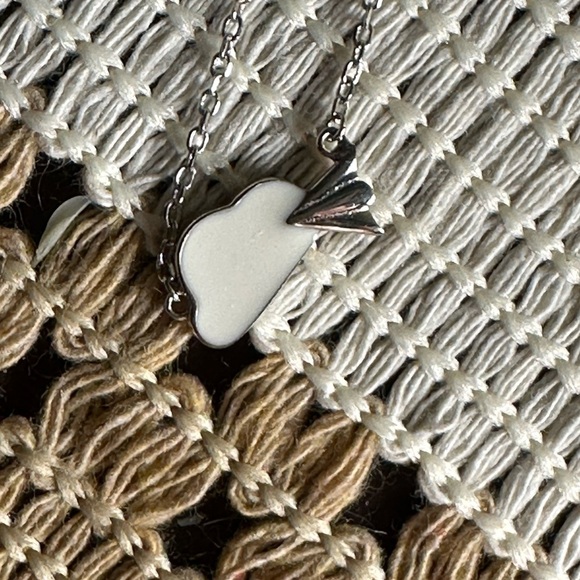 Dainty Silver 925 Cloud and Paper Airplane Pendant on Silver 925 Chain - Picture 9 of 15